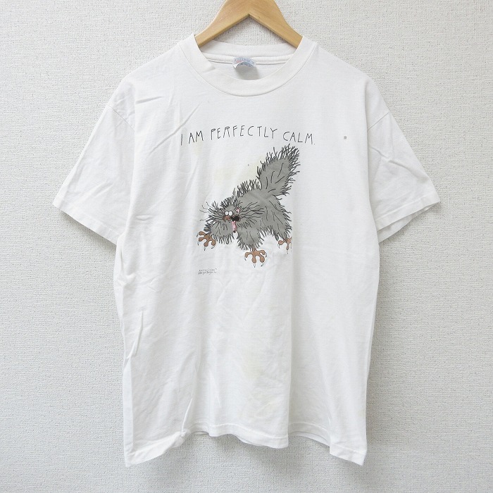 L★古着 半袖 ビンテージ Tシャツ メンズ 90年代 90s ムササビ コットン クルーネック USA製 白 ホワイト 25jun07 中古