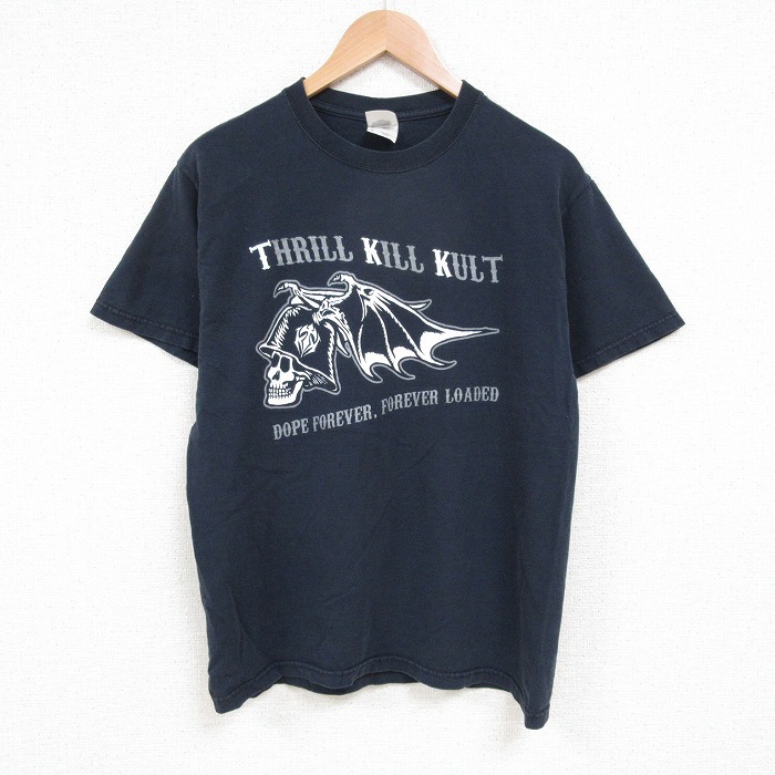 M★古着 フルーツオブザルーム 半袖 ビンテージ Tシャツ メンズ 00年代 00s スカル コットン クルーネック 黒 ブラック 25jun07 中古