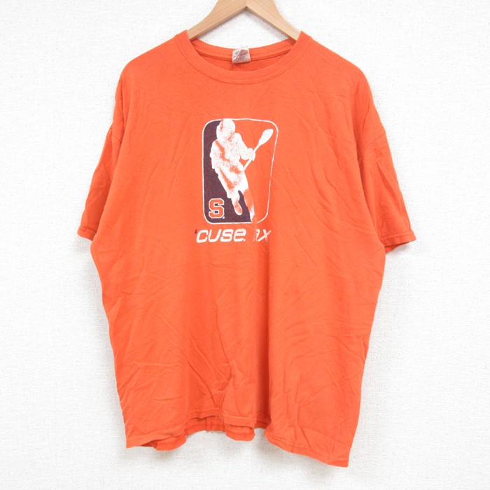 XL★古着 半袖 ビンテージ Tシャツ メンズ 00年代 00s ラクロス コットン クルーネック オレンジ 25jun06 中古