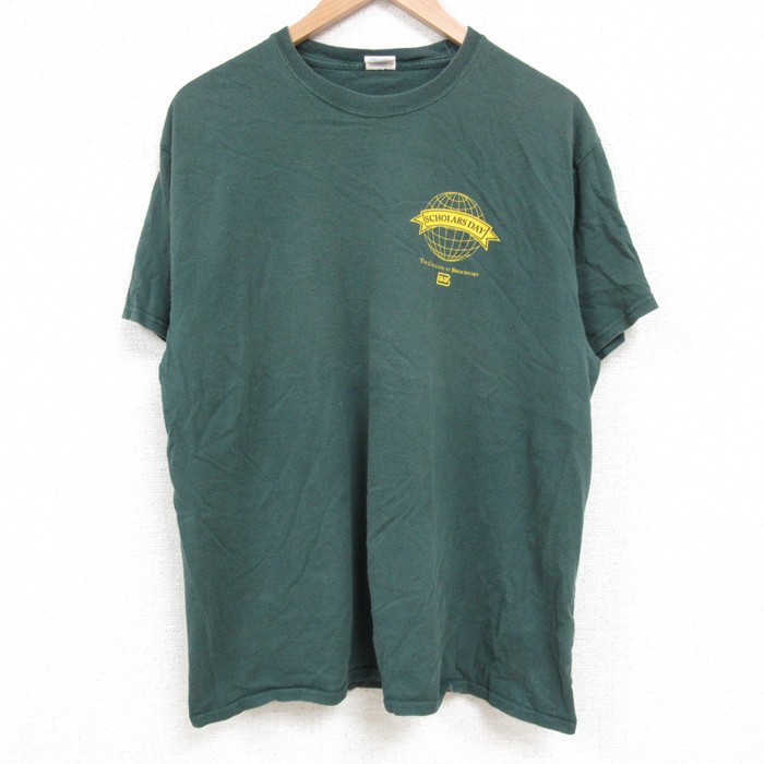 L★古着 半袖 Tシャツ メンズ コットン クルーネック 緑 グリーン 25jun06 中古