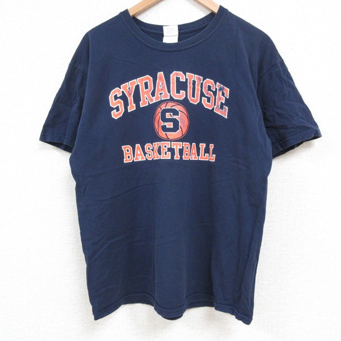 【50%OFF】L★古着 半袖 ビンテージ Tシャツ メンズ 00年代 00s バスケットボール コットン クルーネック 紺 ネイビー 25jun06 中古