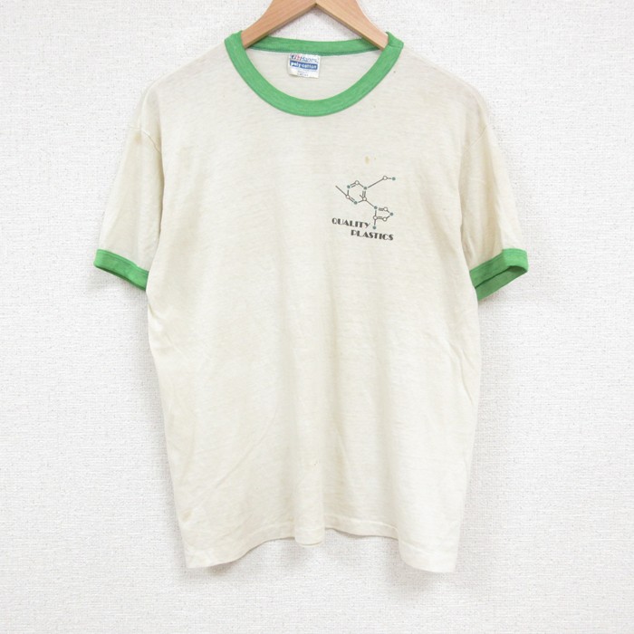 M★古着 ヘインズ Hanes 半袖 ビンテージ Tシャツ メンズ 80年代 80s QUALITYクルーネック USA製 ベージュ カーキ 25jun06 中古