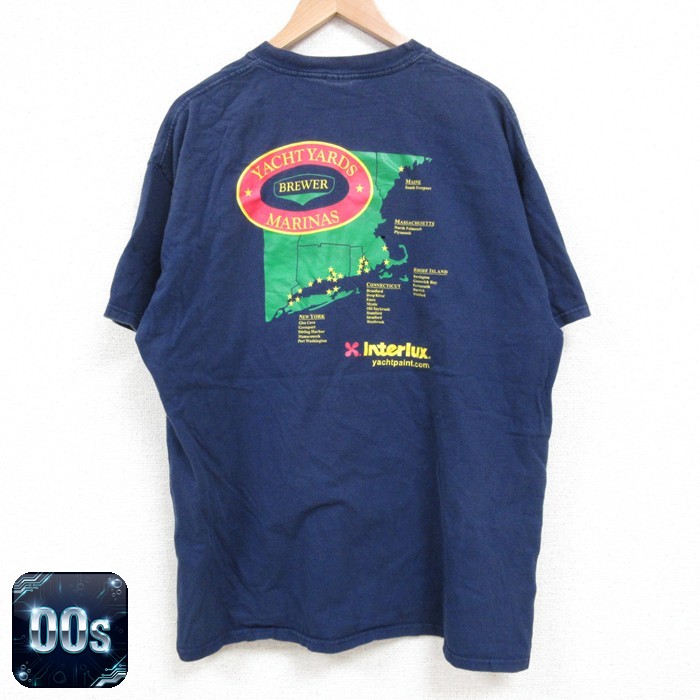 【50%OFF】ヘインズ 00s 半袖Tシャツ ヨットヤード ネイビー XL | 古着