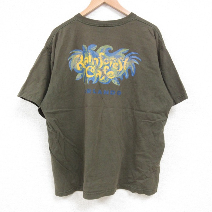 XL★古着 半袖 ビンテージ Tシャツ メンズ 90年代 90s オーランド 大きいサイズ コットン クルーネック USA製 薄緑 グリーン 25jun06 中古
