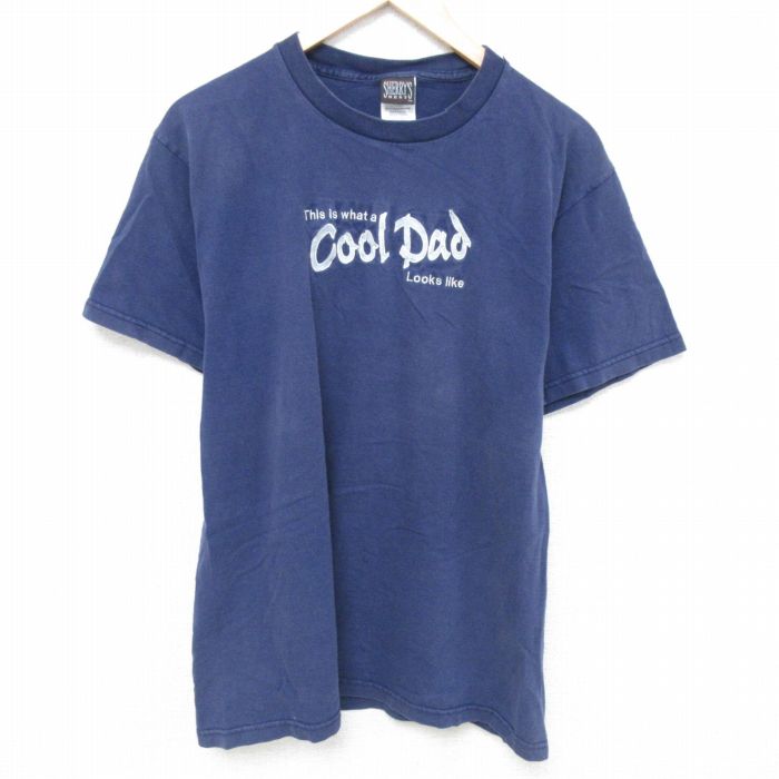 L★古着 半袖 ビンテージ Tシャツ メンズ 00年代 00s cool コットン クルーネック 紺 ネイビー 25may27 中古
