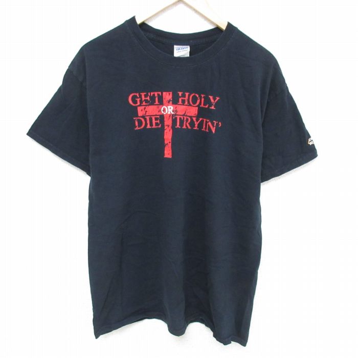 【50%OFF】L★古着 半袖 ビンテージ Tシャツ メンズ 00年代 00s GET コットン クルーネック 黒 ブラック 25may27 中古