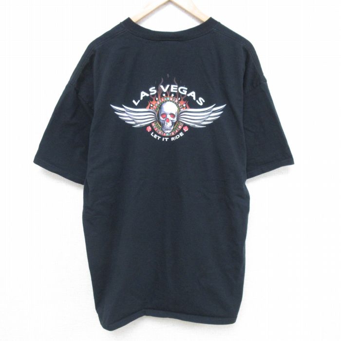 XL★古着 半袖 ビンテージ Tシャツ メンズ 00年代 00s ラスベガス 大きいサイズ コットン クルーネック 黒 ブラック 25jun10 中古
