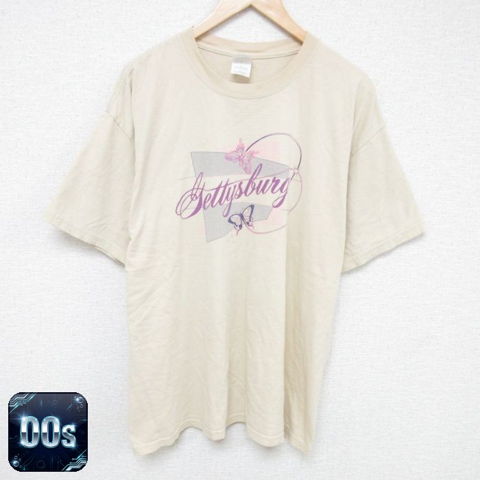 【50%OFF】00s 半袖Tシャツ チョウ ベージュ XL | 古着