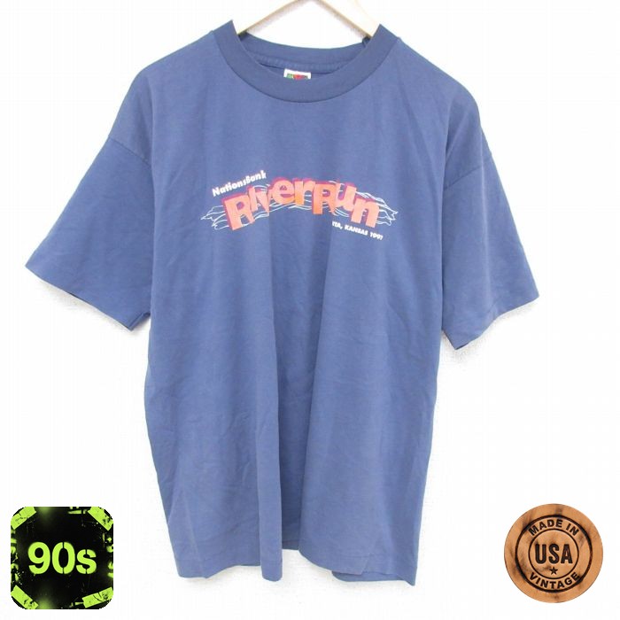 【50%OFF】フルーツオブザルーム 90s 半袖Tシャツ リバーラン ネイビー XL | 古着