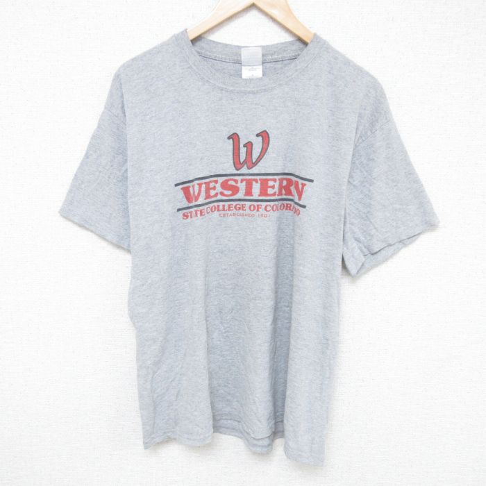 XL★古着 半袖 ビンテージ Tシャツ メンズ 00年代 00s ウエスタン クルーネック グレー 霜降り 25jun10 中古