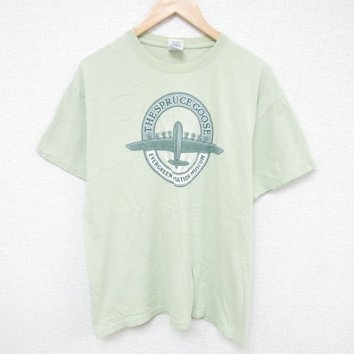 00s 半袖Tシャツ 飛行機 グリーン XL | 古着