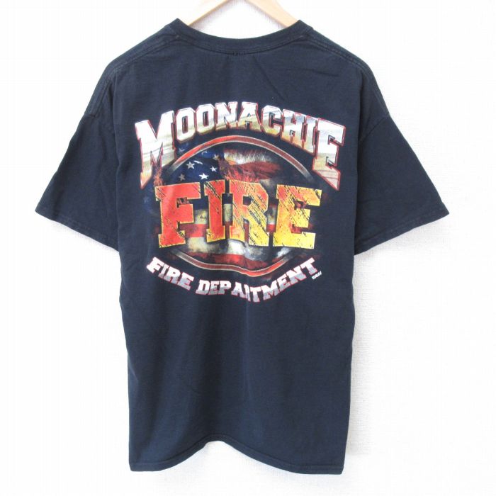 XL★古着 半袖 ビンテージ Tシャツ メンズ 00年代 00s 消防署 クルーネック 黒 ブラック 25jun10 中古