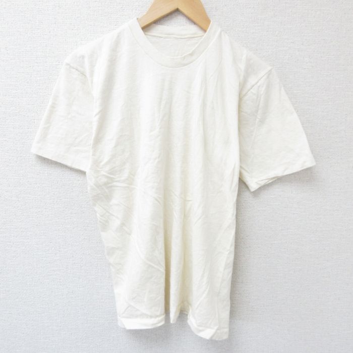 M★古着 半袖 ビンテージ Tシャツ メンズ 90年代 90s 無地 クルーネック 生成り 25jun10 中古