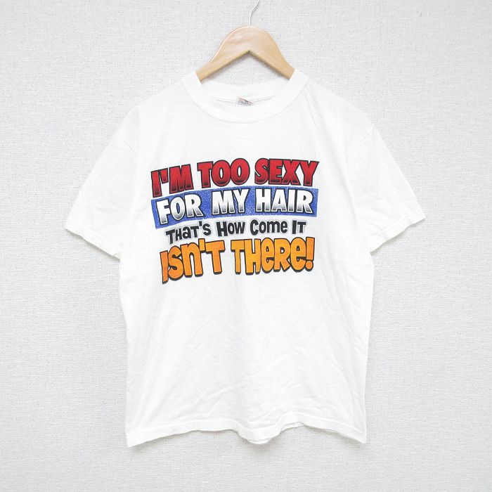 【20%OFF】L★古着 半袖 ビンテージ Tシャツ メンズ 00年代 00s メッセージ コットン クルーネック 白 ホワイト 25jun10 中古