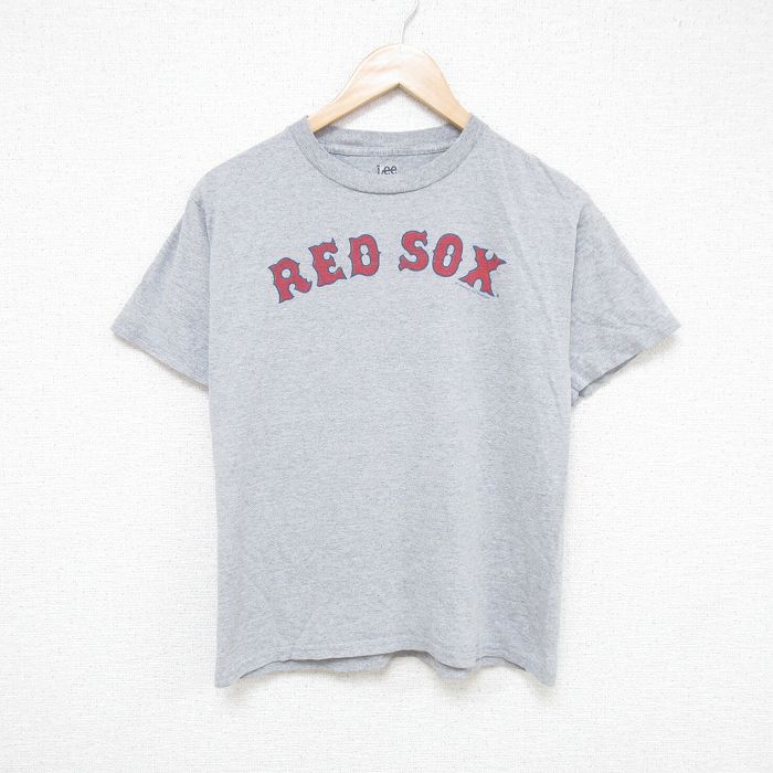 M★古着 リー Lee 半袖 ビンテージ Tシャツ メンズ 00年代 00s MLB ボストンレッドソックス クルーネック グレー 霜降り メジャーリーグ ベースボール 野球 25jun10 中古