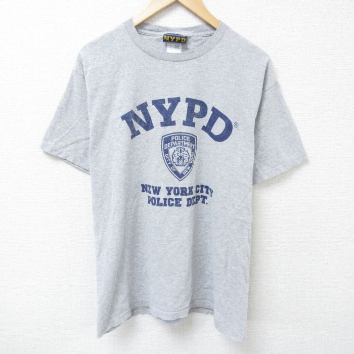 L★古着 半袖 ビンテージ Tシャツ メンズ 00年代 00s ポリス クルーネック グレー 霜降り 25jun11 中古