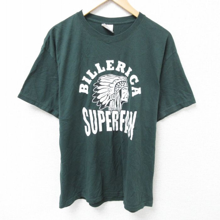 L★古着 ヘインズ Hanes 半袖 ビンテージ Tシャツ メンズ 00年代 00s インディアン クルーネック 濃緑 グリーン 25jun11 中古