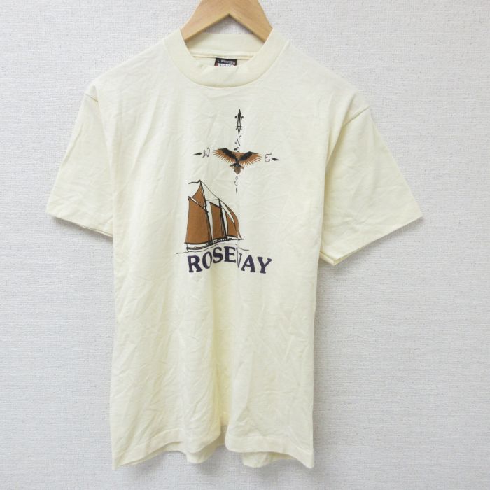 M★古着 スクリーンスターズ 半袖 ビンテージ Tシャツ メンズ 80年代 80s 船 クルーネック USA製 ベージュ カーキ 25jun11 中古