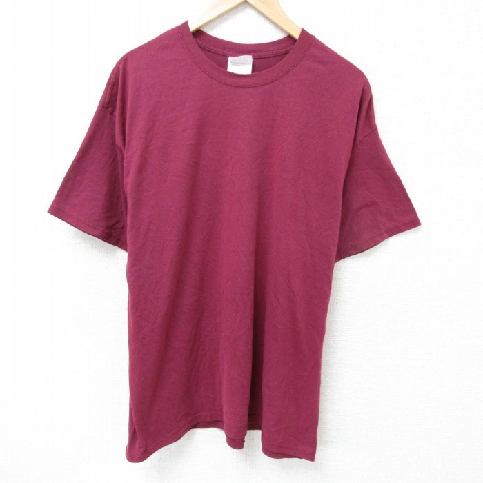 XL★古着 ヘインズ Hanes 半袖 ビンテージ Tシャツ メンズ 00年代 00s 無地 クルーネック エンジ 25jun11 中古
