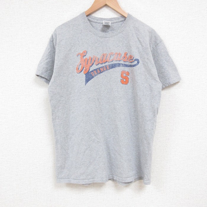 L★古着 半袖 ビンテージ Tシャツ メンズ 00年代 00s オレンジ クルーネック グレー 霜降り 25jun11 中古