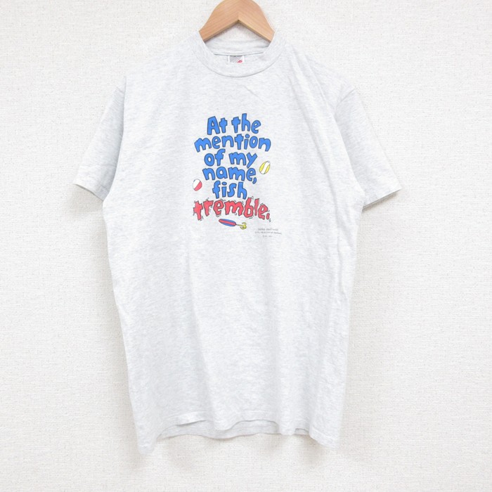 【50%OFF】M★古着 ジャージーズ 半袖 ビンテージ Tシャツ メンズ 90年代 90s メッセージ コットン クルーネック USA製 薄グレー 霜降り 25jun11 中古