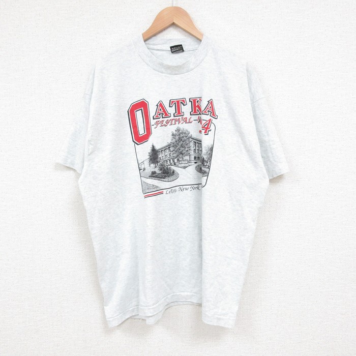XL★古着 フルーツオブザルーム 半袖 ビンテージ Tシャツ メンズ 90年代 90s OATKA 大きいサイズ クルーネック USA製 薄グレー 霜降り 25jun11 中古
