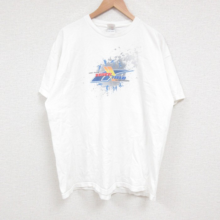 XL★古着 フルーツオブザルーム 半袖 ビンテージ Tシャツ メンズ 00年代 00s 陸上 コットン クルーネック 白 ホワイト 【spe】 25jun11 中古