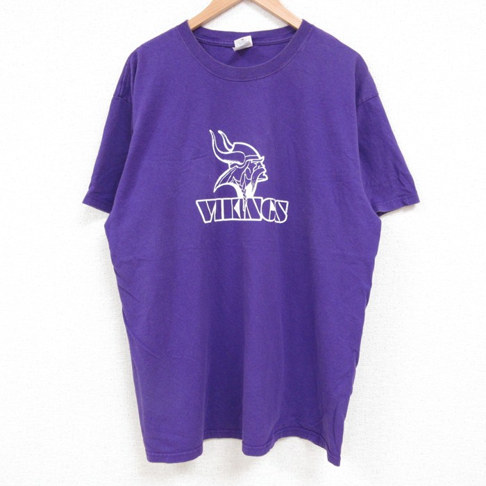 【20%OFF】XL★古着 半袖 ビンテージ Tシャツ メンズ 00年代 00s バイキング コットン クルーネック 紫 パープル 25jun11 中古