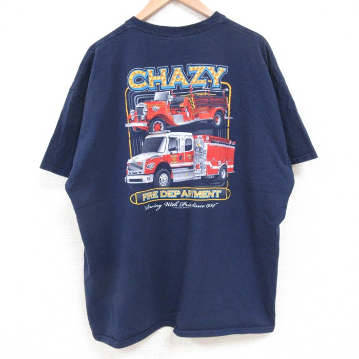 半袖Tシャツ 消防車 ネイビー XL | 古着