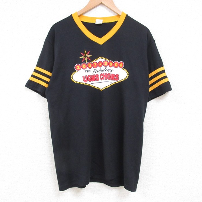 00s 半袖Tシャツ Vネック ブラック L | 古着