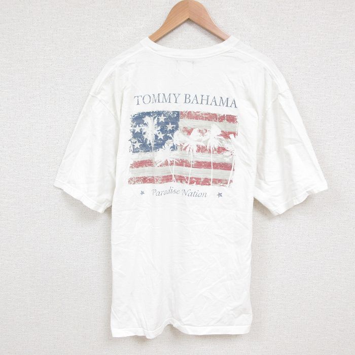 【20%OFF】XL★古着 半袖 ビンテージ Tシャツ メンズ 00年代 00s トミーバハマ 大きいサイズ コットン クルーネック USA製 白 ホワイト 25jun11 中古
