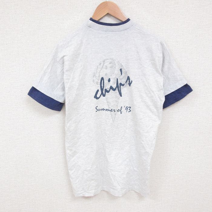 M★古着 半袖 ビンテージ Tシャツ メンズ 90年代 90s アイスクリーム クルーネック 薄グレー 霜降り 25jun11 中古