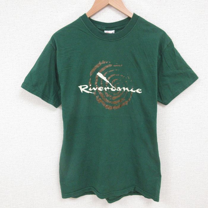 ヘインズ 00s 半袖Tシャツ リバーダンス グリーン M | 古着