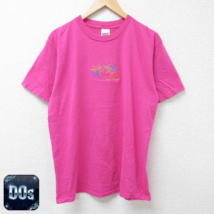 【50%OFF】00s 半袖Tシャツ ラスベガス刺繍 ピンク L | 古着