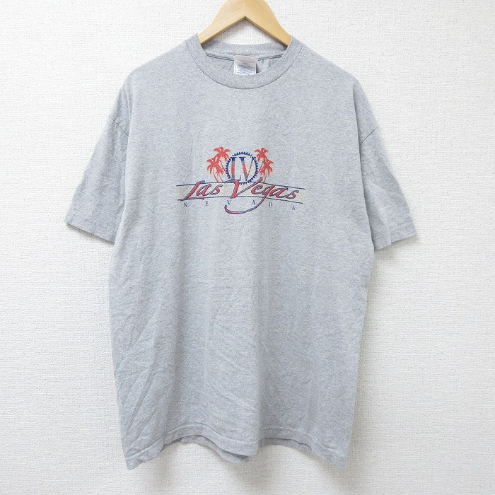 XL★古着 半袖 ビンテージ Tシャツ メンズ 00年代 00s ラスベガス クルーネック グレー 霜降り 25jun11 中古