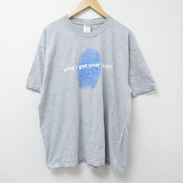【50%OFF】XL★古着 半袖 ビンテージ Tシャツ メンズ 00年代 00s 指紋 大きいサイズ クルーネック 薄グレー 霜降り 25jun11 中古