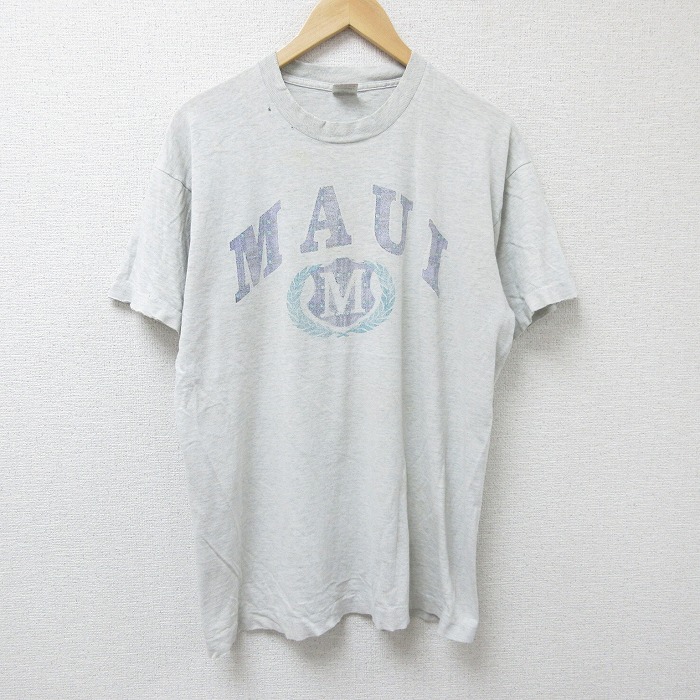 XL★古着 フルーツオブザルーム 半袖 ビンテージ Tシャツ メンズ 90年代 90s マウイ クルーネック USA製 濃グレー 霜降り 25jun11 中古