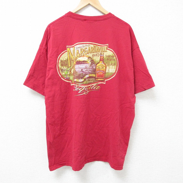 XL★古着 半袖 ビンテージ Tシャツ メンズ 00年代 00s マルガリータ 大きいサイズ コットン クルーネック 赤 レッド 25jun11 中古