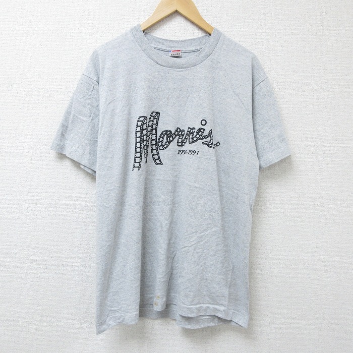 【20%OFF】L★古着 フルーツオブザルーム 半袖 ビンテージ Tシャツ メンズ 90年代 90s Morris クルーネック USA製 グレー 霜降り 25jun11 中古