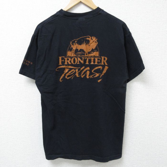 L★古着 半袖 ビンテージ Tシャツ メンズ 00年代 00s テキサス コットン クルーネック 黒 ブラック 25jun12 中古