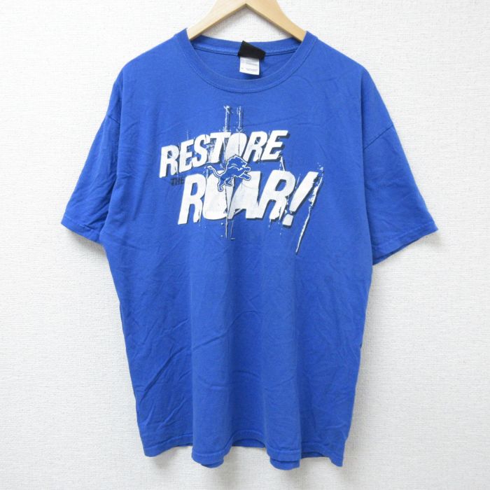 XL★古着 リーボック REEBOK 半袖 ビンテージ Tシャツ メンズ 00年代 00s ROAR 大きいサイズ コットン クルーネック 青 ブルー 25jun12 中古
