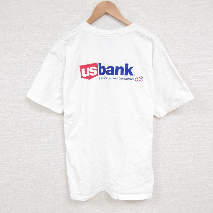 L★古着 半袖 ビンテージ Tシャツ メンズ 00年代 00s usabank コットン クルーネック 白 ホワイト 25jun12 中古