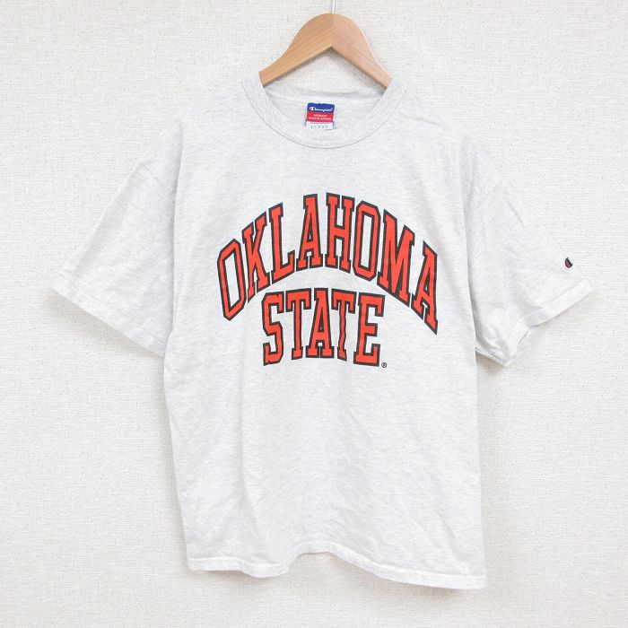 XL★古着 チャンピオン champion 半袖 ビンテージ Tシャツ メンズ 00年代 00s オクラホマ クルーネック 薄グレー 霜降り 25jun12 中古
