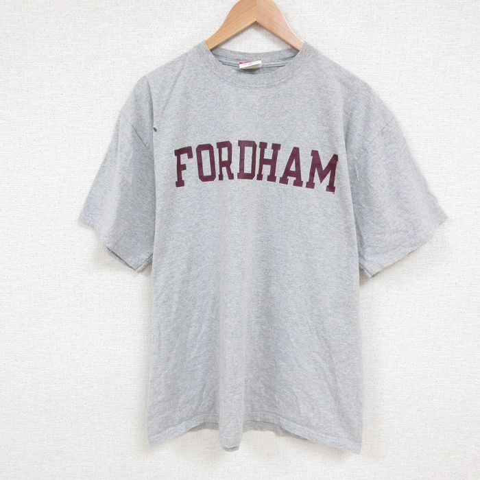 【50%OFF】XL★古着 チャンピオン champion 半袖 ビンテージ Tシャツ メンズ 00年代 00s FORDHAM 大きいサイズ クルーネック グレー 霜降り 25jun12 中古