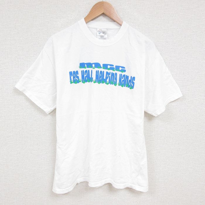 【20%OFF】L★古着 半袖 ビンテージ Tシャツ メンズ 00年代 00s mcc コットン クルーネック 白 ホワイト 25jun12 中古