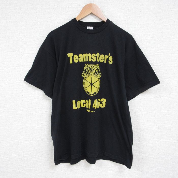 【20%OFF】XL★古着 半袖 ビンテージ Tシャツ メンズ 90年代 90s ローカル 大きいサイズ クルーネック USA製 黒 ブラック 25jun13 中古