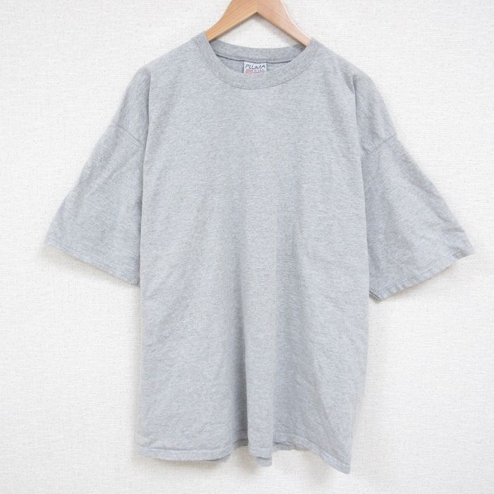 XL★古着 PLUMA 半袖 ビンテージ Tシャツ メンズ 90年代 90s 無地 大きいサイズ コットン クルーネック USA製 グレー 霜降り 【spe】 25jun13 中古