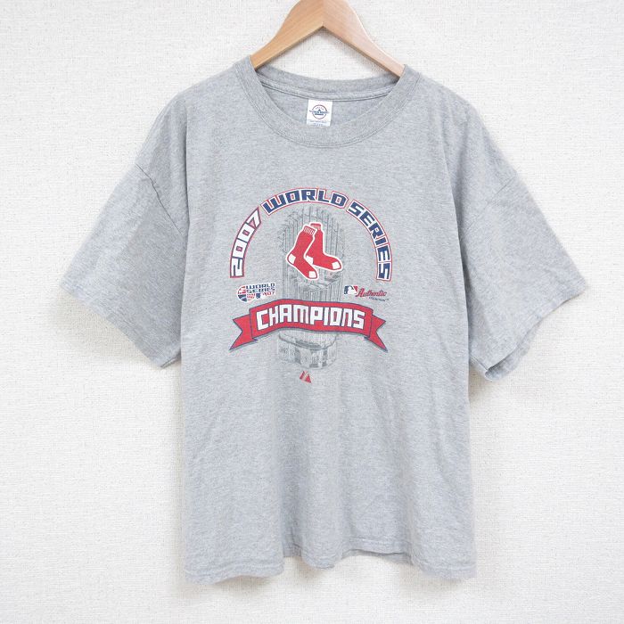 XL★古着 半袖 ビンテージ Tシャツ メンズ 00年代 00s MLB ボストンレッドソックス 大きいサイズ クルーネック グレー 霜降り メジャーリーグ ベースボール 野球 25jun13 中古