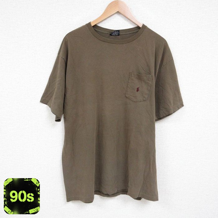 【50%OFF】ラルフローレン 90s 半袖Tシャツ ワンポイントロゴ ブラウン XL | 古着
