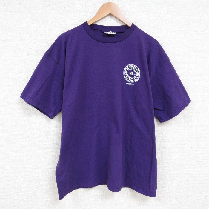 XL★古着 半袖 ビンテージ Tシャツ メンズ 00年代 00s ニューヨーク コットン クルーネック USA製 紫 パープル 25jun13 中古